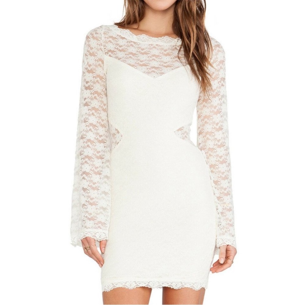 NWT FREE PEOPLE Lovely in Lace Bodycon Dress Cream - M